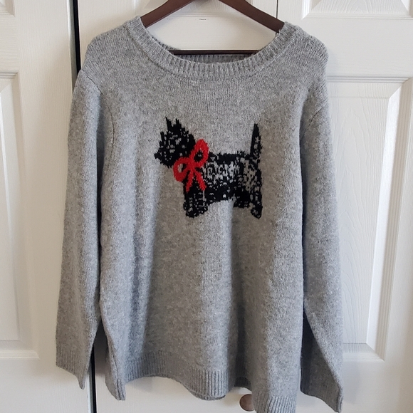 cupcakes & cashmere Sweaters - Cupcakes And Cashmere Nwt Gray Scottie Dog Sweater. 2X.